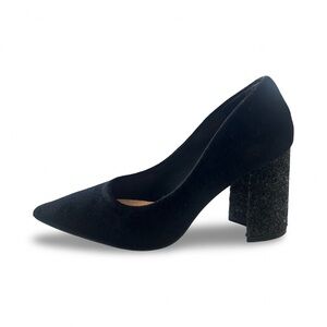 SUSIRONG Black Glitter Block Heel Pumps – Size 6 (Brand New)